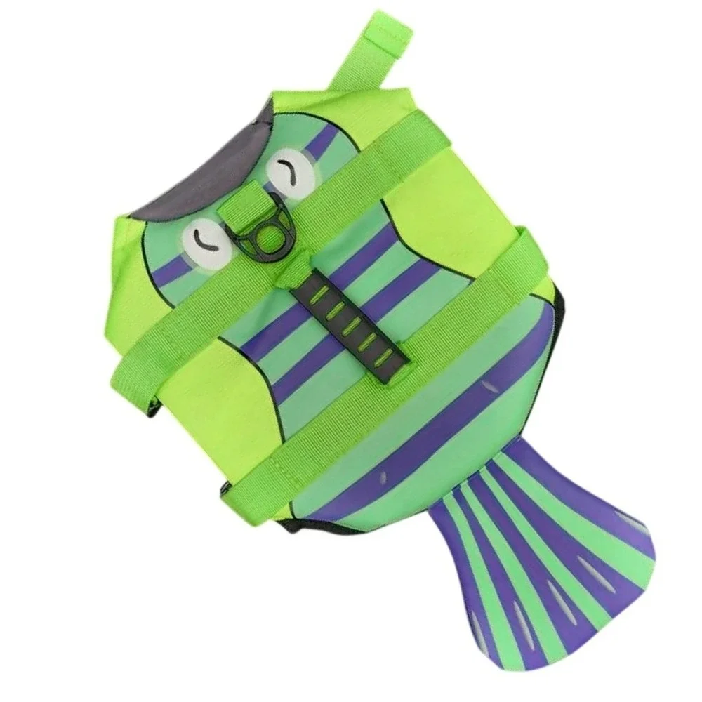 Wdehome Dog Life Jacket Green Purple Fish Tail Pet Safety Vest XS Small Dog